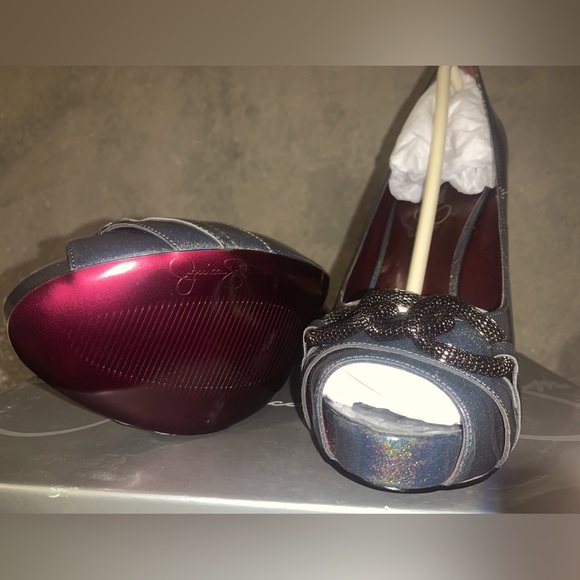 Jessica Simpson Dalia Carbon Iridescent Platform Heel sz 8.5 - Picture 4 of 7